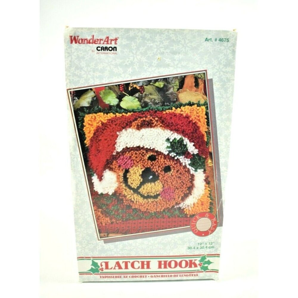 Caron International Jingle Bear #4675 Latch Hook Kit 12 x 12 WonderArt